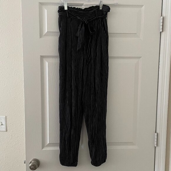 american eagle black and white striped drawstring pants size small - Picture 3 of 6